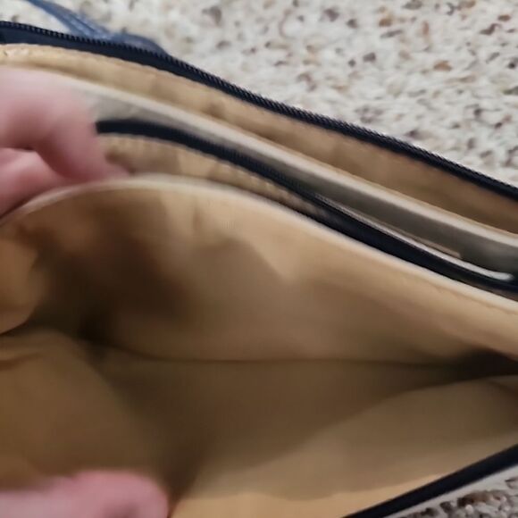 Stone and Co Tan Purse Wallet Adjustable Shoulder Bag Blue Strap - Picture 9 of 10